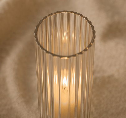 Stabkerzenhalter gold Glas geriffelt